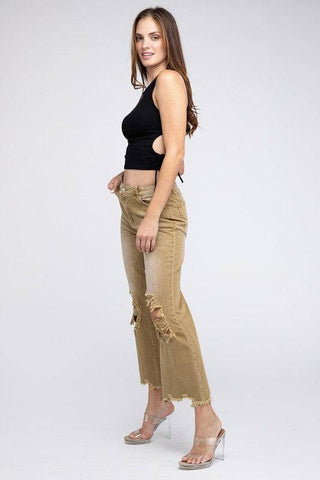 Distressed Vintage Washed Wide Leg Pants - 1985 the VAULT Boutique