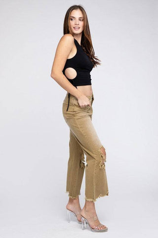 Distressed Vintage Washed Wide Leg Pants - 1985 the VAULT Boutique