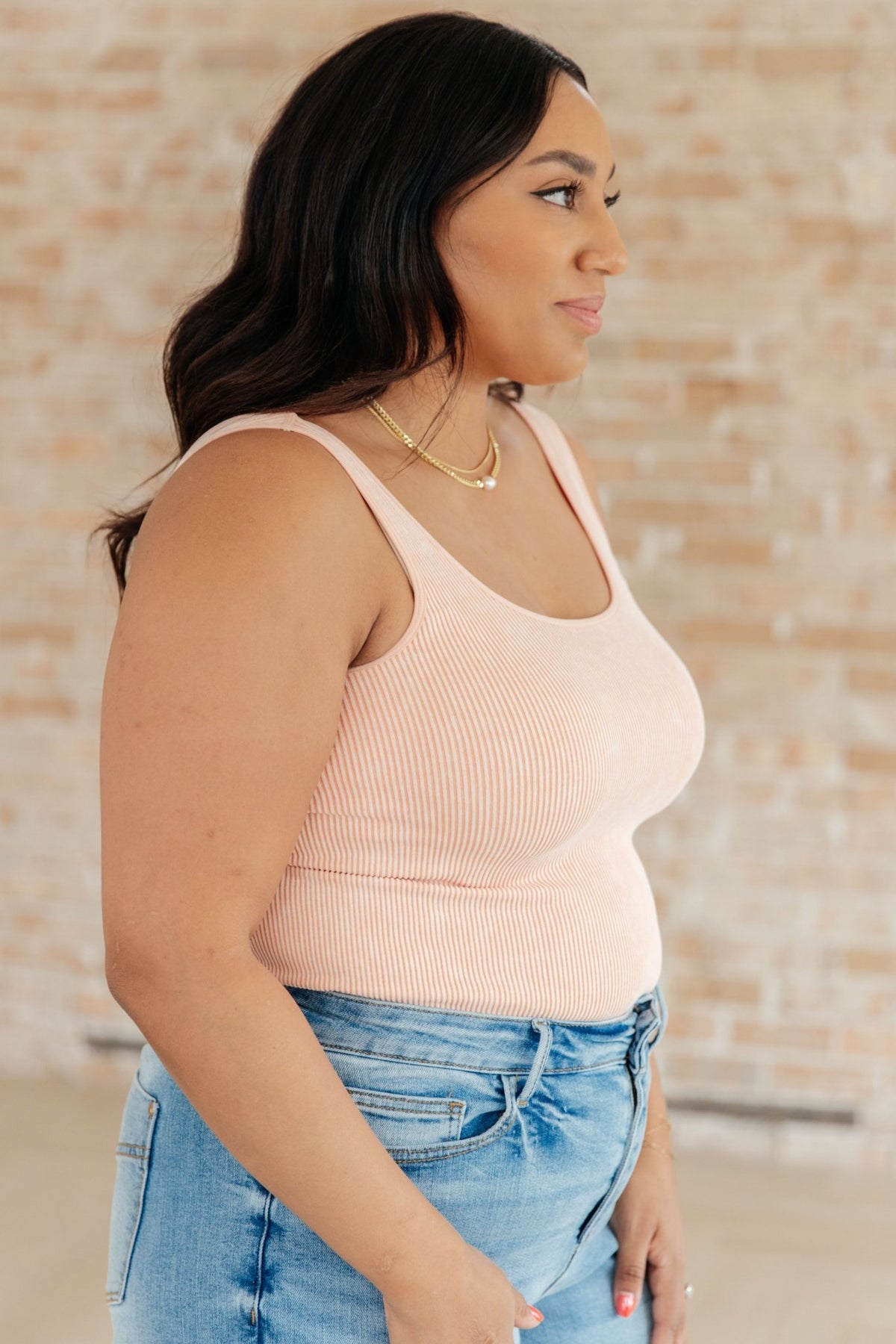 Fundamentals Ribbed Seamless Reversible Tank in Peach - Happily Ever Atchison Shop Co.