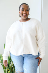 Fuzzy Cuddles Curvy Sweater in Off White - Happily Ever Atchison Shop Co.