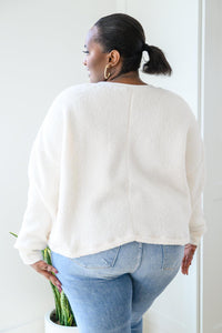 Fuzzy Cuddles Curvy Sweater in Off White - Happily Ever Atchison Shop Co.