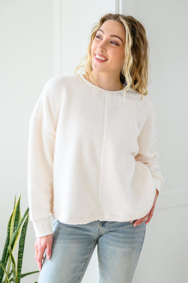 Fuzzy Cuddles Curvy Sweater in Off White - Happily Ever Atchison Shop Co.