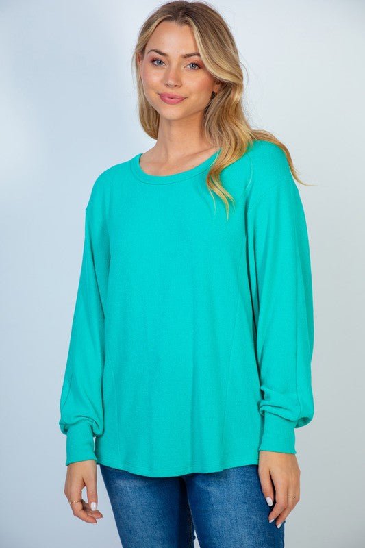 Gauze Knit Top with Cross Over Back in Seafoam - Happily Ever Atchison Shop Co.