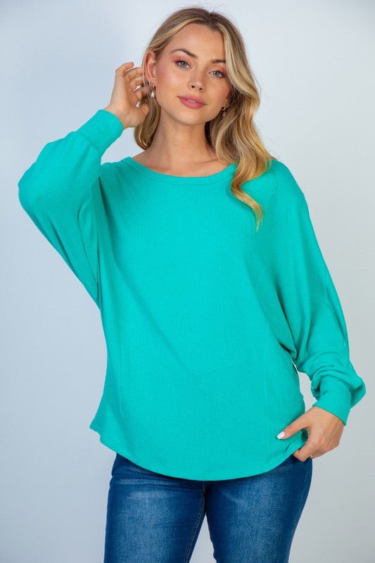 Gauze Knit Top with Cross Over Back in Seafoam - Happily Ever Atchison Shop Co.