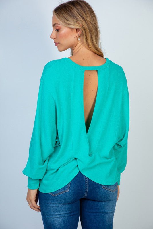 Gauze Knit Top with Cross Over Back in Seafoam - Happily Ever Atchison Shop Co.