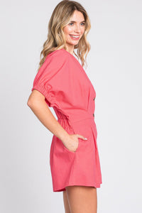 GeeGee Half Button V - Neck Linen Romper - Happily Ever Atchison Shop Co.