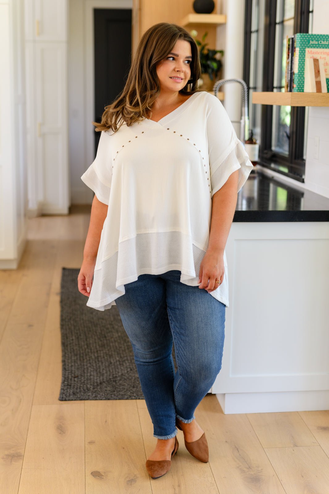 Giving In V Neck Spliced Top - Happily Ever Atchison Shop Co.