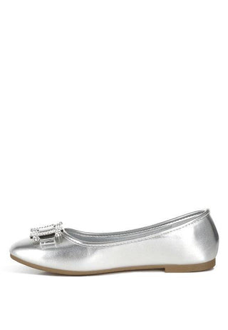 Navik Rhinestone Buckle Metallic Ballerinas - 1985 the VAULT Boutique