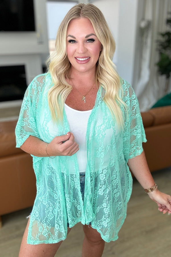 Good Days Ahead Lace Kimono In Mint - Happily Ever Atchison Shop Co.