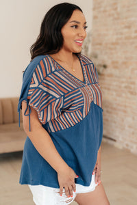 Greece Lightning V - Neck Blouse - Happily Ever Atchison Shop Co.