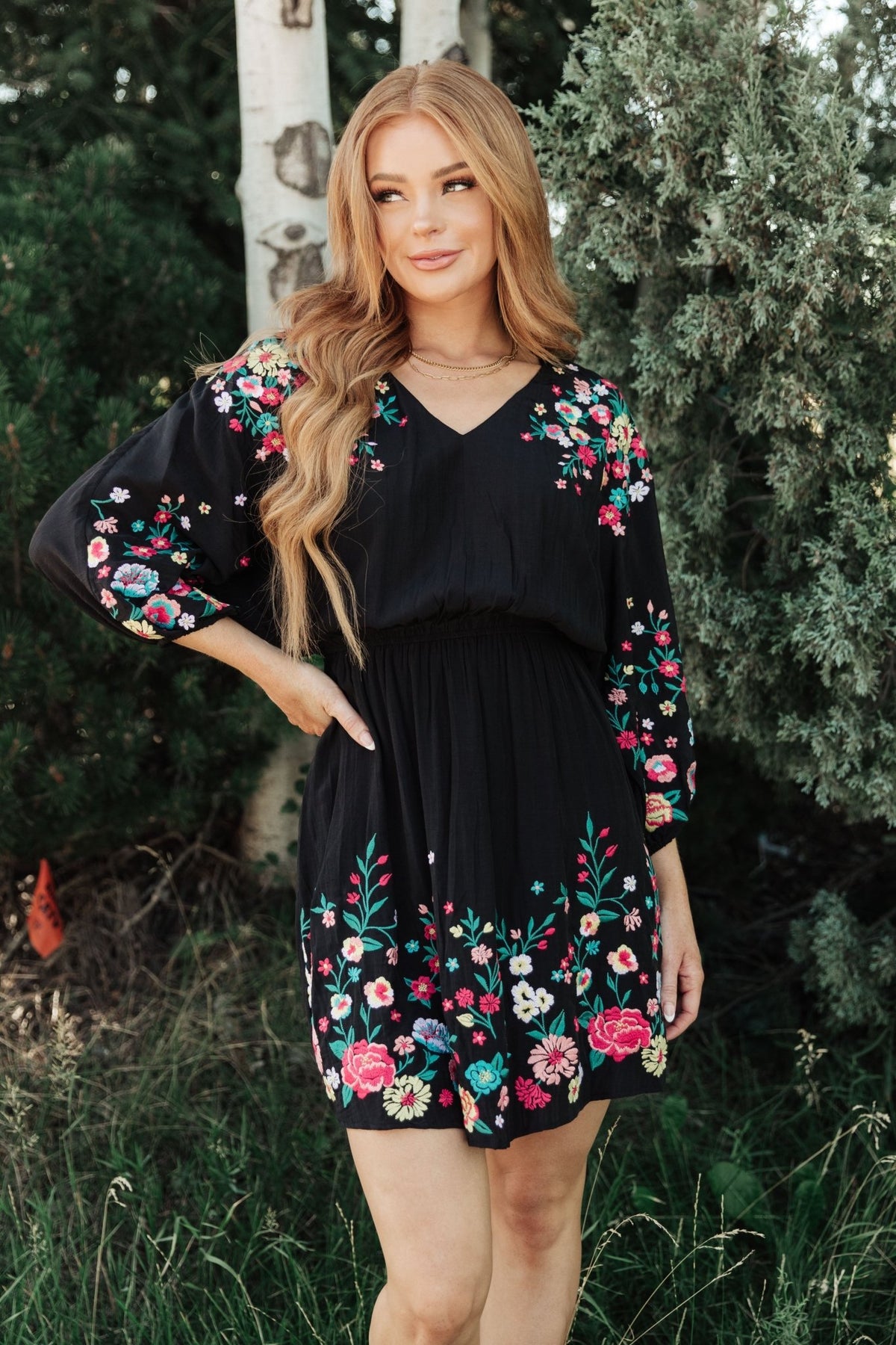 Happy To See You Floral Embroidered Dress - Happily Ever Atchison Shop Co.