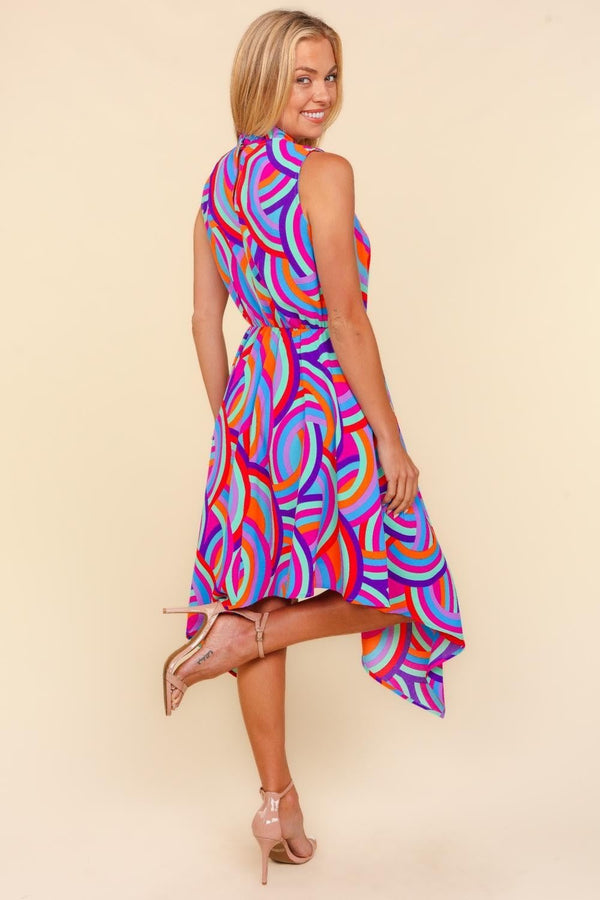 Haptics Full Size Mock Neck Sleeveless Printed Dress - Happily Ever Atchison Shop Co.