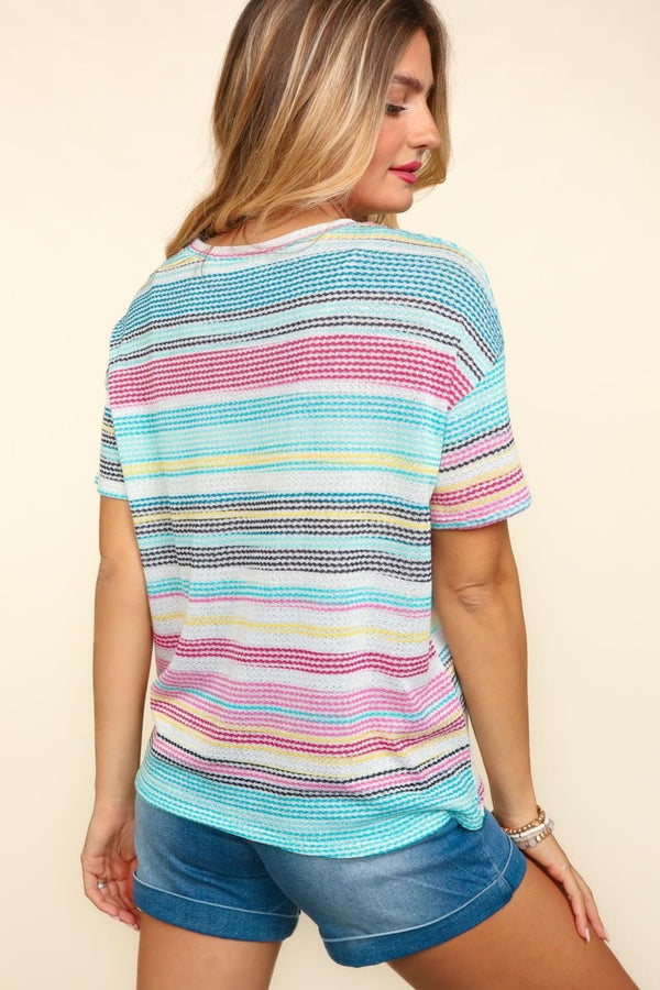 Haptics Waffle Stripe Short Sleeve T - Shirt - Happily Ever Atchison Shop Co.