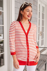 Have You Heard Cardigan in Red - Happily Ever Atchison Shop Co.