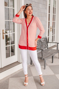 Have You Heard Cardigan in Red - Happily Ever Atchison Shop Co.