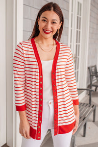 Have You Heard Cardigan in Red - Happily Ever Atchison Shop Co.