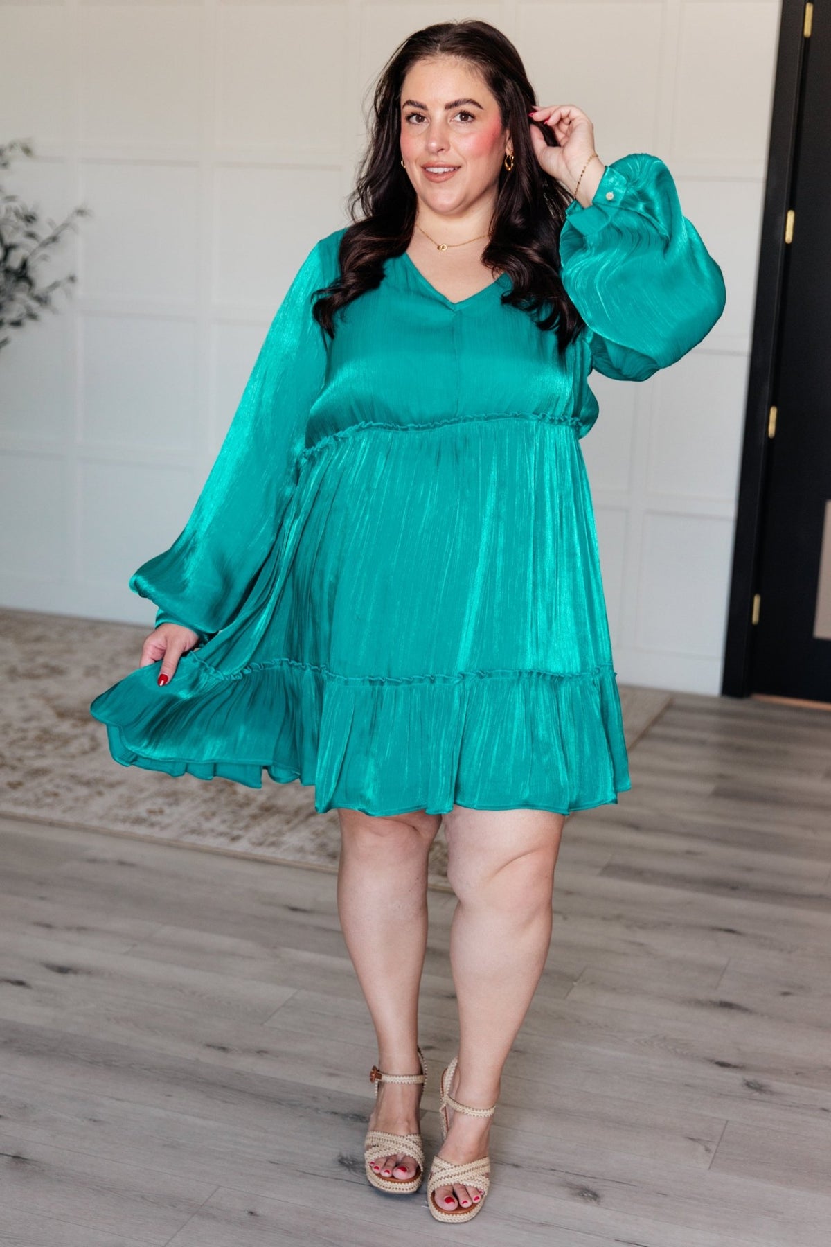 Head Held High V - Neck Balloon Sleeve Dress - Happily Ever Atchison Shop Co.