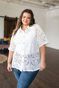 Head in the Clouds Lace Button Down - Happily Ever Atchison Shop Co.