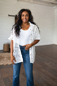 Head in the Clouds Lace Button Down - Happily Ever Atchison Shop Co.