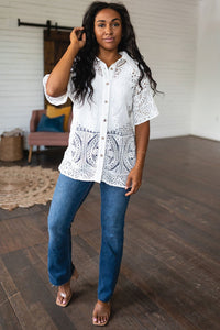 Head in the Clouds Lace Button Down - Happily Ever Atchison Shop Co.