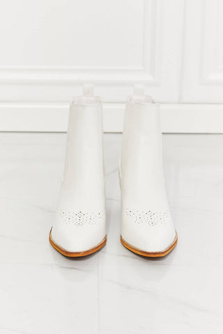 MMShoes Love the Journey Stacked Heel Chelsea Boot in White - 1985 the VAULT Boutique