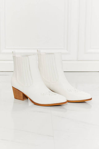 MMShoes Love the Journey Stacked Heel Chelsea Boot in White - 1985 the VAULT Boutique