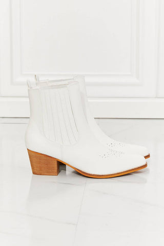 MMShoes Love the Journey Stacked Heel Chelsea Boot in White - 1985 the VAULT Boutique