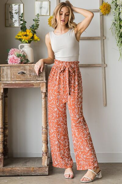 Heimish Full Size Printed Tied Straight Casual Pants - Happily Ever Atchison Shop Co.