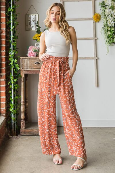 Heimish Full Size Printed Tied Straight Casual Pants - Happily Ever Atchison Shop Co.