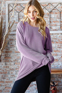 Heimish Full Size Round Neck Dropped Shoulder Blouse - Happily Ever Atchison Shop Co.