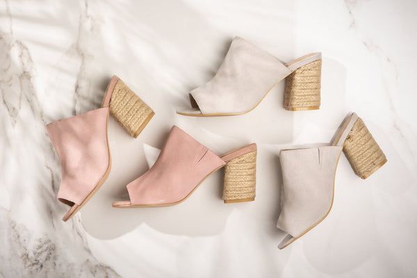 Helena Heeled Sandal in Blush Suede - 1985 the VAULT Boutique