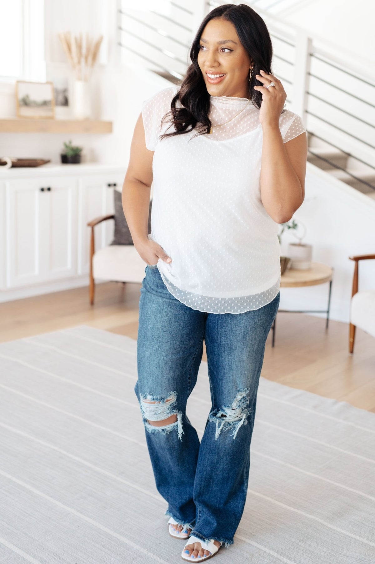 Here And Now Mock Neck Top In Cream - Happily Ever Atchison Shop Co.