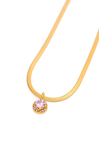 Here to Shine Gold Plated Necklace in Pink - Happily Ever Atchison Shop Co.