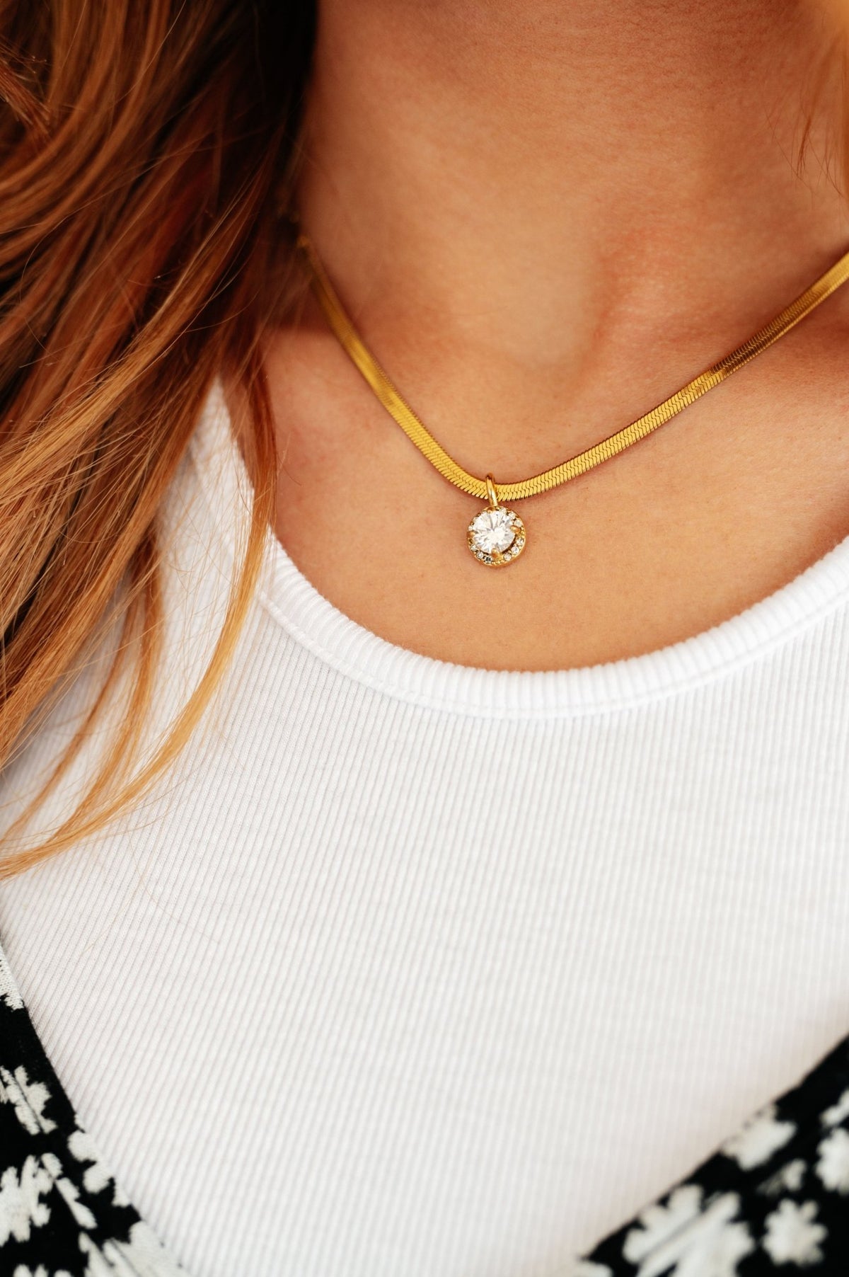 Here to Shine Gold Plated Necklace in White - Happily Ever Atchison Shop Co.