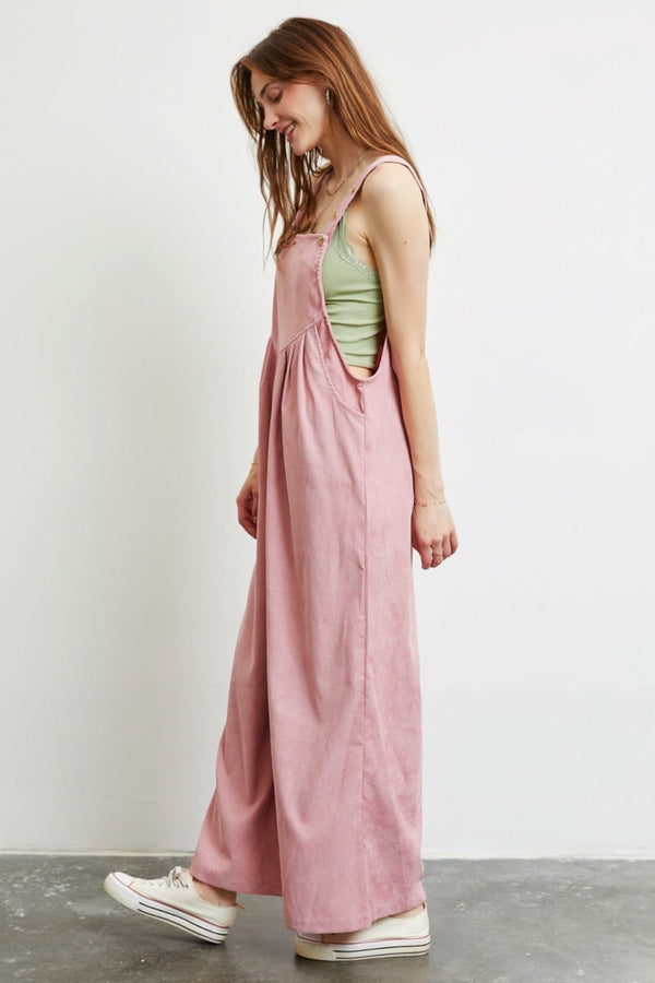 HEYSON Full Size Corduroy Sleeveless Wide - Leg Overall - Happily Ever Atchison Shop Co.