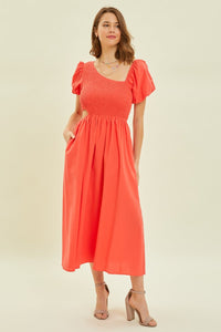 HEYSON Smocked Cutout Midi Dress - Happily Ever Atchison Shop Co.