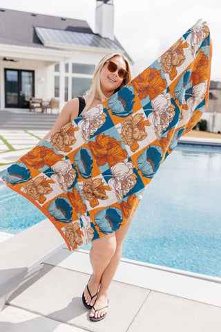 Luxury Beach Towel in Block Floral - 1985 the VAULT Boutique