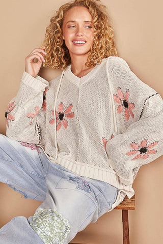 POL Floral Pattern Hooded High-Low Sweater - 1985 the VAULT Boutique