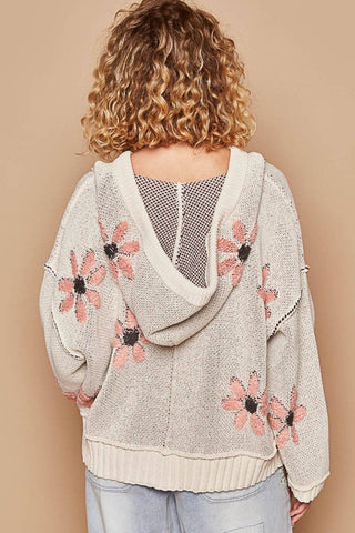 POL Floral Pattern Hooded High-Low Sweater - 1985 the VAULT Boutique