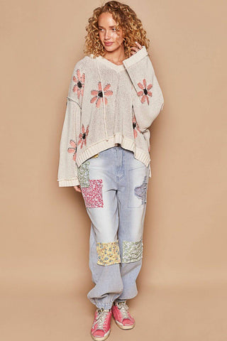 POL Floral Pattern Hooded High-Low Sweater - 1985 the VAULT Boutique