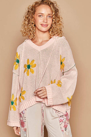 POL Floral Pattern Hooded High-Low Sweater - 1985 the VAULT Boutique