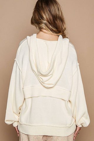 POL Half Zip Drop Shoulder Hooded Sweater - 1985 the VAULT Boutique