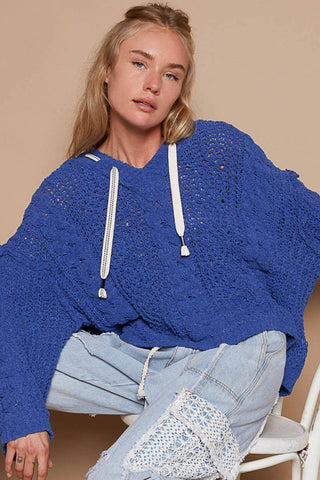 POL Cable Knit Hooded Chenille Sweater - 1985 the VAULT Boutique