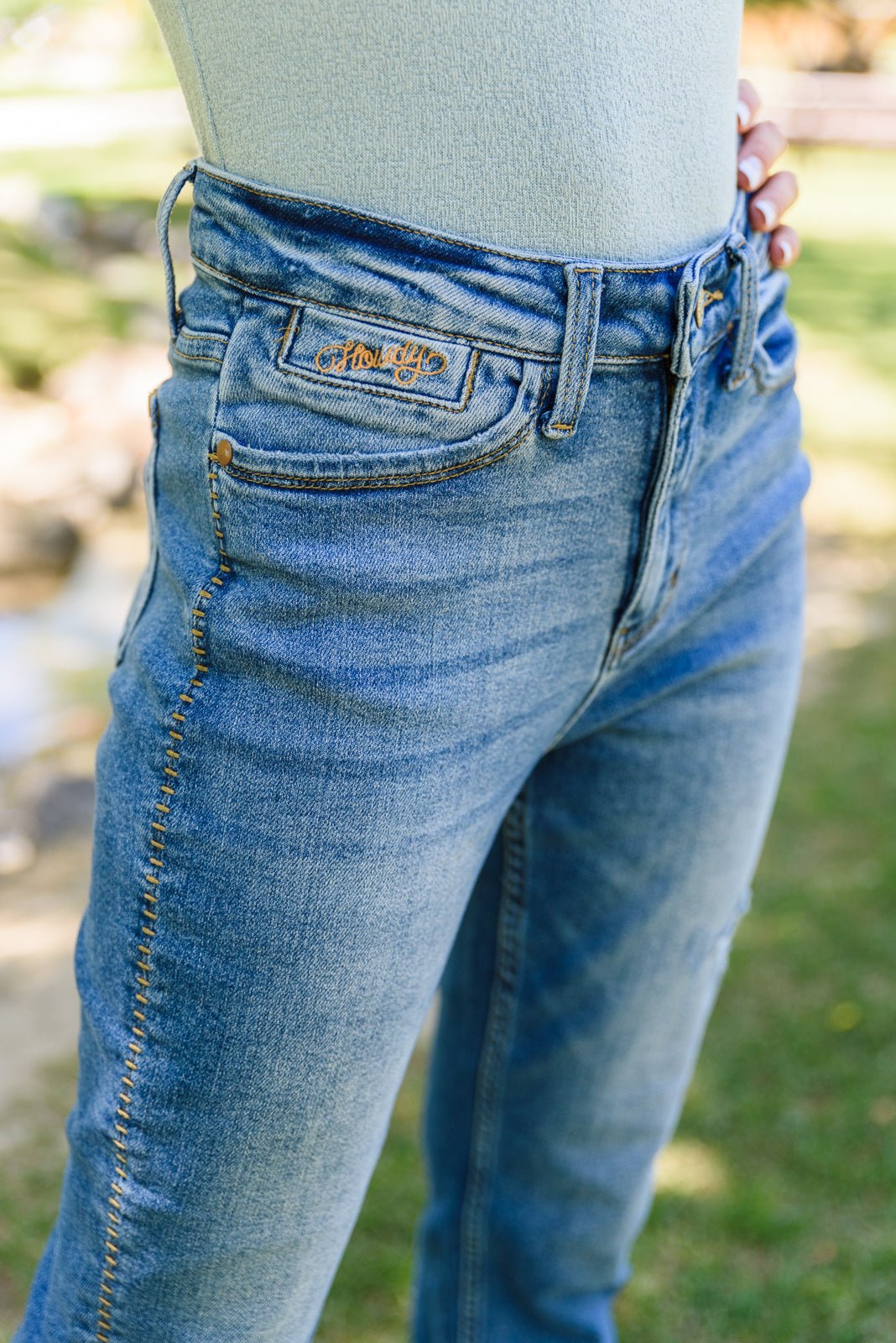 Howdy Embroidery Boyfriend Jeans - Happily Ever Atchison Shop Co.