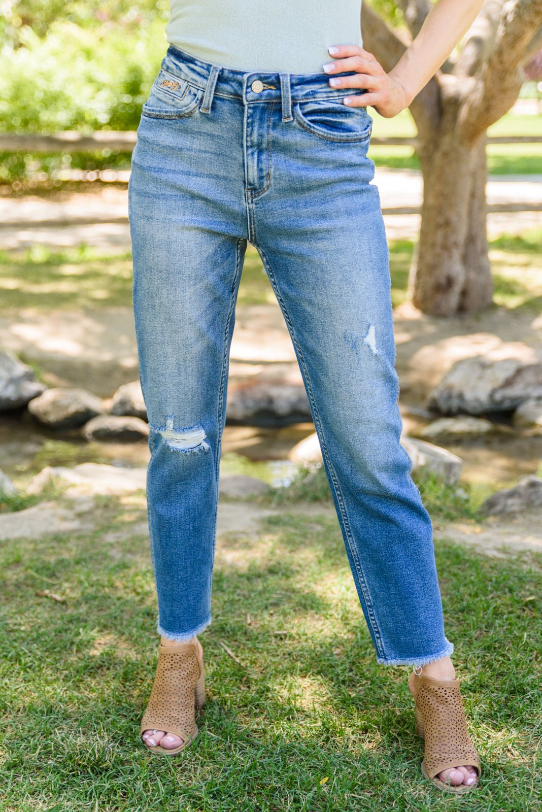 Howdy Embroidery Boyfriend Jeans - Happily Ever Atchison Shop Co.