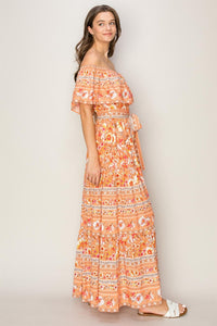 HYFVE Floral Off - Shoulder Tie Front Maxi Dress - Happily Ever Atchison Shop Co.