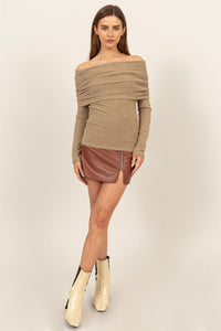 HYFVE Fuzzy Off shoulder Textured Knit Top - Happily Ever Atchison Shop Co.