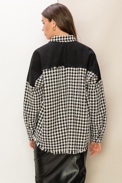 HYFVE Houndstooth Contrast Raw Hem Jacket - Happily Ever Atchison Shop Co.