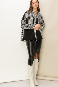 HYFVE Houndstooth Contrast Raw Hem Jacket - Happily Ever Atchison Shop Co.