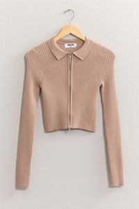 HYFVE Ribbed Double Zip Cropped Cardigan - Happily Ever Atchison Shop Co.